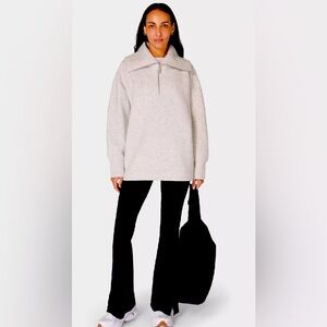 SWEATY BETTY Radiant Half Zip Sweatshirt in Tranquil Grey Marl Size 4